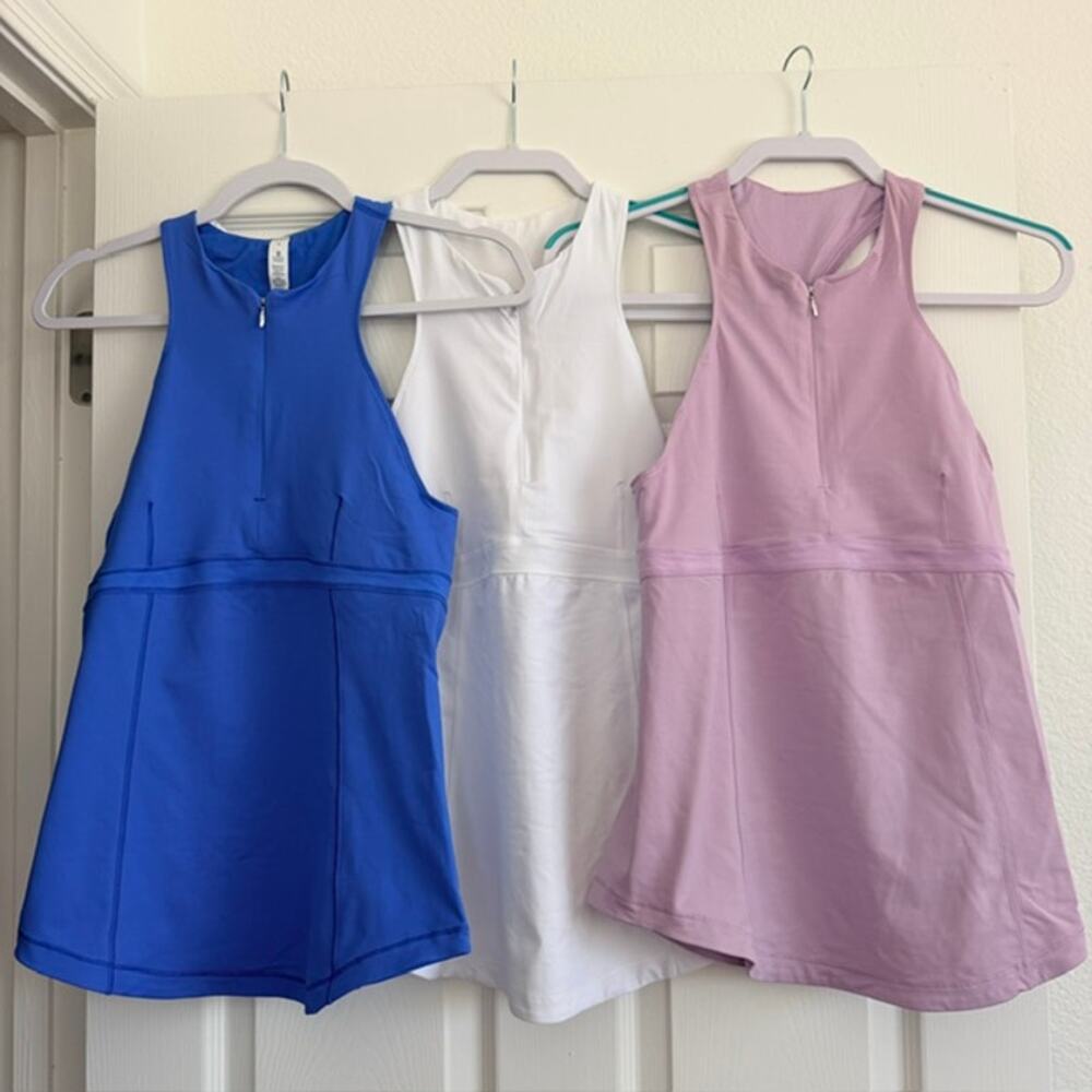 Lululemon Lot of 3 Cycling Zippy Run Tanks High Neck Zip Up Shelf Bra Women's 8‎